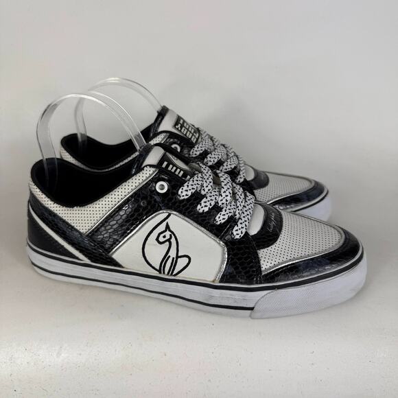 Baby Phat Athletic Shoes Women's 10 Black White Leather Snake Print Sneakers - Picture 2 of 10